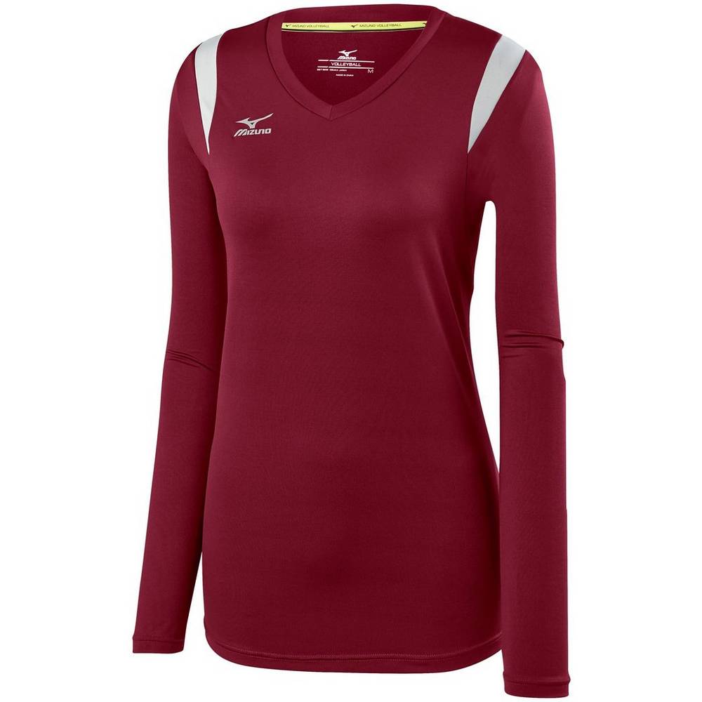 Jerseys Mizuno Balboa 5.0 Long Sleeve Mujer Burdeos/Plateadas España AJBP-30281